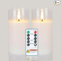Homemory Pure White Glass Flameless Candles, Real Wax, Remote Timer, 2 Pack | by Homemory