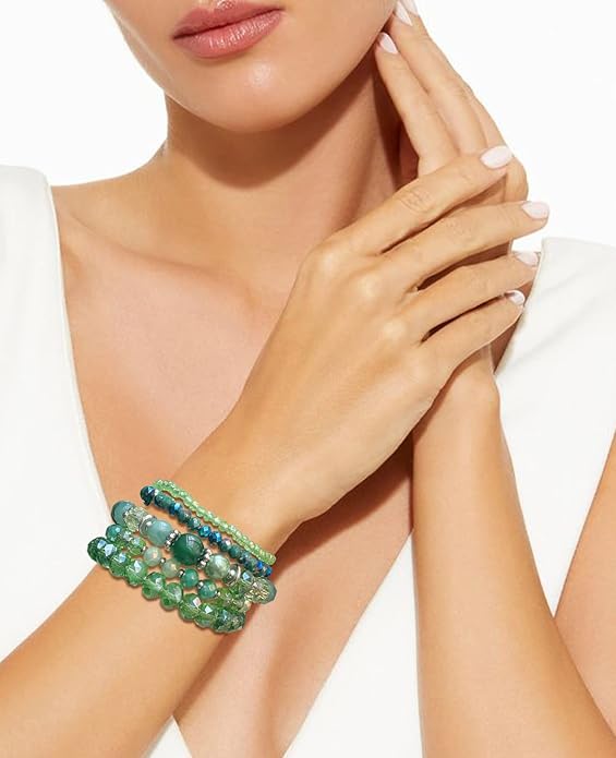 Noessla Beaded Boho Stretch Bracelet Colorful Stackable Crystal Beads Bracelets Trendy Costume Jewelry Mothers Day Gifts for Women