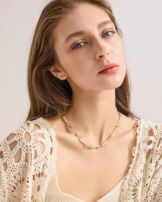 Gold Fish Charm Boho Necklace for Women Adjustable Summer Beach Jewelry, 2 Styles Available