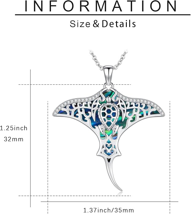 Midir&Etain Ocean Necklace 925 Sterling Silver Blue Opal Necklace Starfish/Flip Flop/Shark Pendant Beach Ocean Jewelry for Women