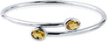 Diamond Wish Sterling Silver Oval-Cut Citrine Stackable Bypass Bangle Bracelet 2.00 ct