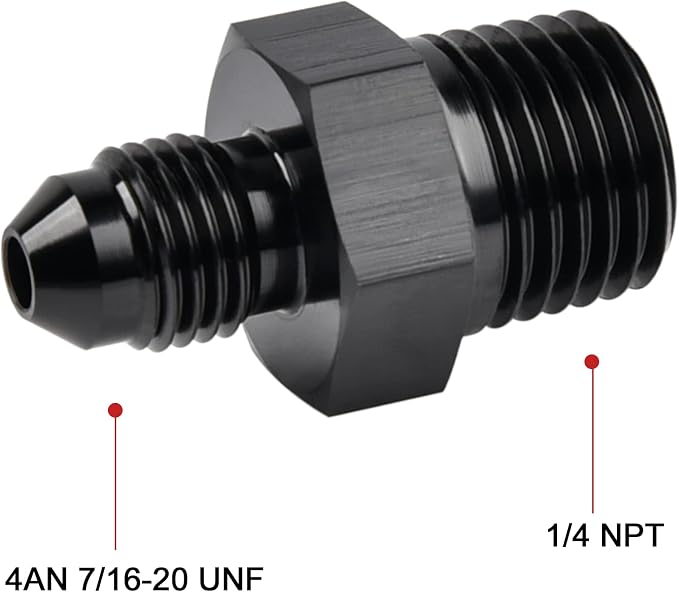 EVIL ENERGY 4AN Male Flare to 1/4" NPT Pipe Fitting Adapter Aluminum Straight - Image 2