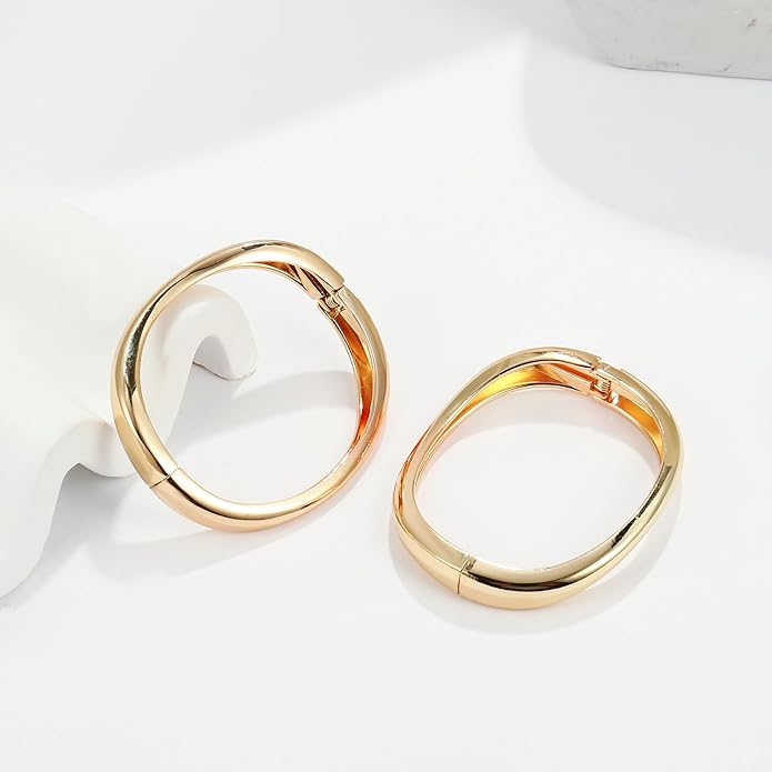 Elegance 11 designs Gold Bangles For Women Chunky Trendy Hinged Cuff Open Bracelet Wide Minimalist Bracelets Jewelry Gift