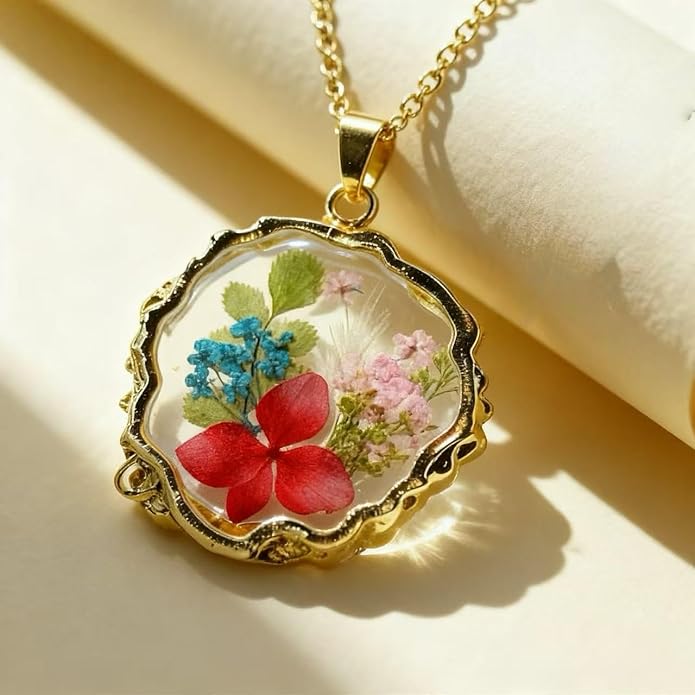 Birth Flower Necklace,1-12 Birth Month Flower Handmade Pendant Necklaces for Women Personalized Custom Floral Jewelry,Boho jewelry,Birthday Gift for Women Girls Best Friend