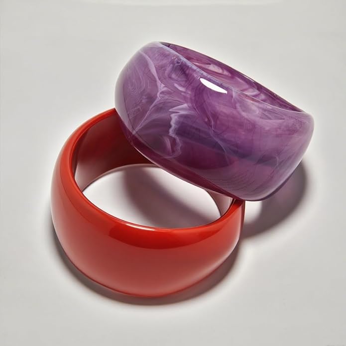 Acrylic Chunky Bangle Bracelets for Women, Irregular Acrylic Resin Bangle Geometric Cuff Wide Statement Jewelry Set