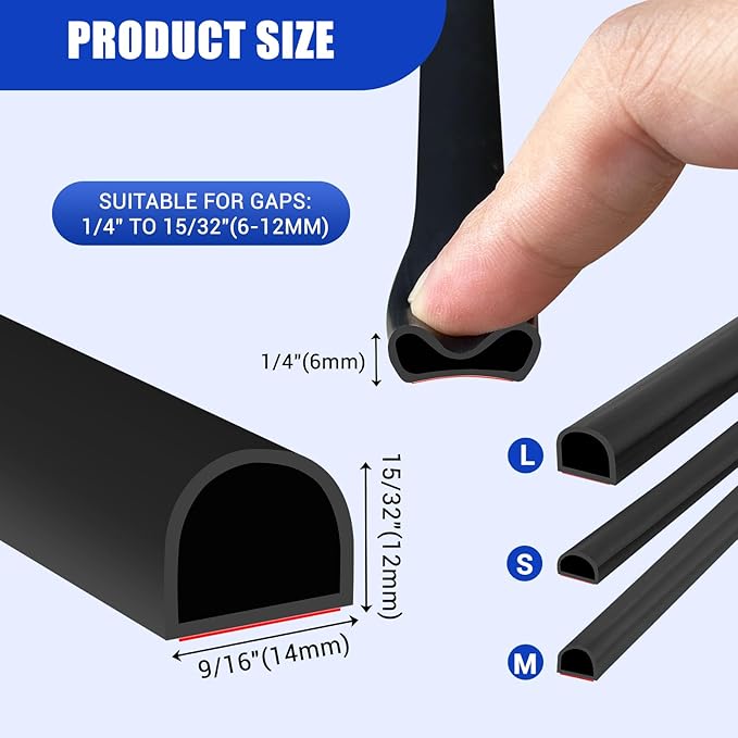 Weather Stripping Door Seal Self Adhesive Door Weather Strip Silicone D Shaped - Image 2