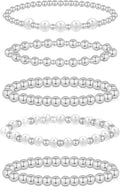wgoud Gold Bracelets for Women - Trendy 14K Real Gold Plated Beaded Bracelet Set with Stretch Beads, Waterproof, Adjustable, Perfect Gifts
