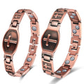 Vicmag 2PCS Men Copper Magnetic Bracelets for Couple Double Row 99.9% Solid Pure Copper Cross Bracelet Gift with Adjustment Tool