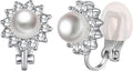 EVEVIC Austrian Crystal Pearl Clip On Earrings for Women Non Pierced Earings 14K Gold Plated Hypoallergenic Jewelry