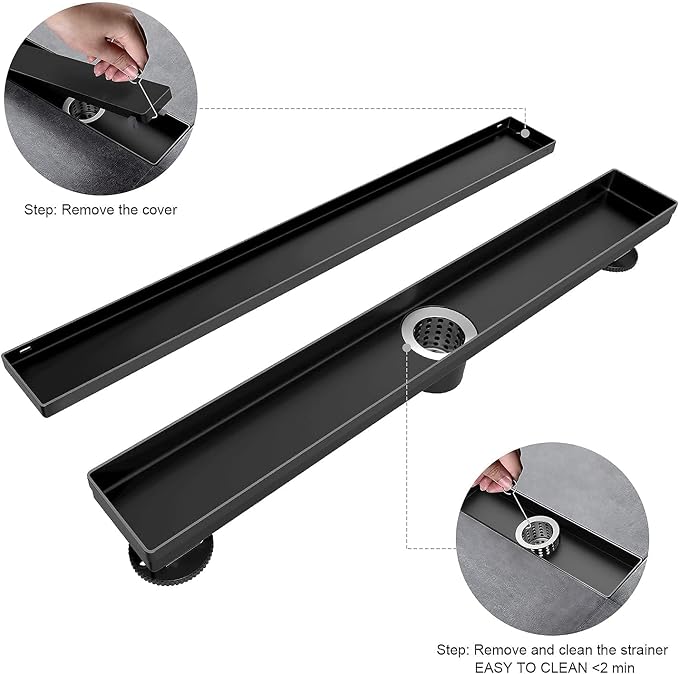 EXF Linear Shower Drain 12 Inch Matte Black - Image 5