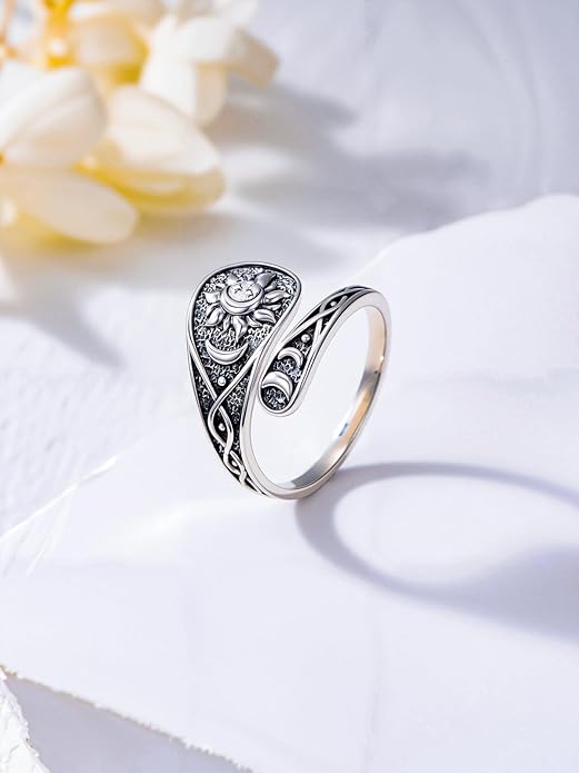 JKR Turquoise Spoon Rings for Women Sterling Silver Vintage Antique Thumb Ring Boho Jewelry Anniversary Birthday Gift for Wife Her Mom