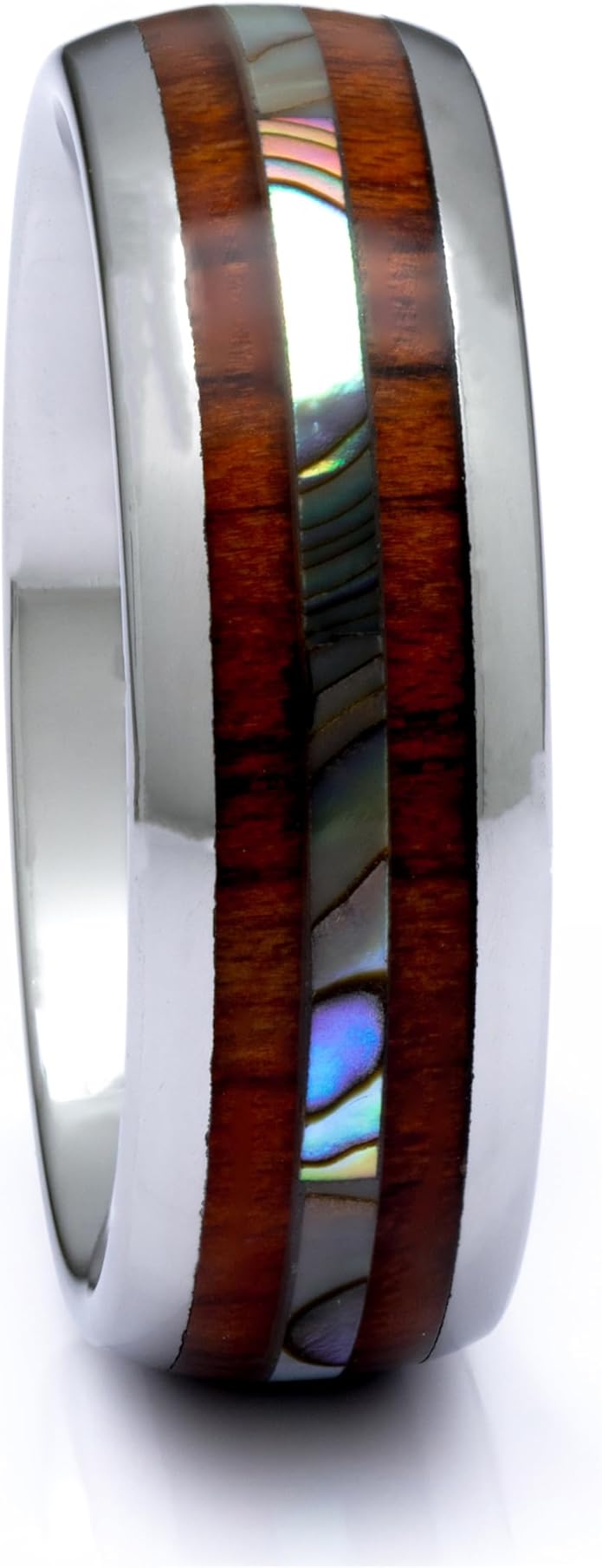 Tungsten Ring Hawaiian Koa Wood Abalone 8mm Comfort Fit Band