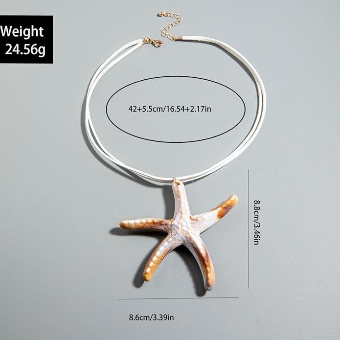 Starfish Necklace for Women,Vintage Gold Starfish Pendant Necklace Boho Colorful Rope Necklace Beach Party Classic Accessory