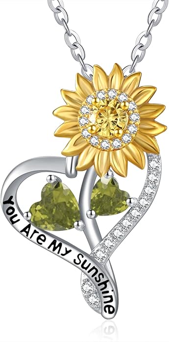 Valentine's Day Gifts for Wife 925 Sterling Silver Double Birthstone Pendant Necklaces I Love You for Always and Forever Necklace Anniversary Birthday Gifts for Wife Girlfriend Mom Her