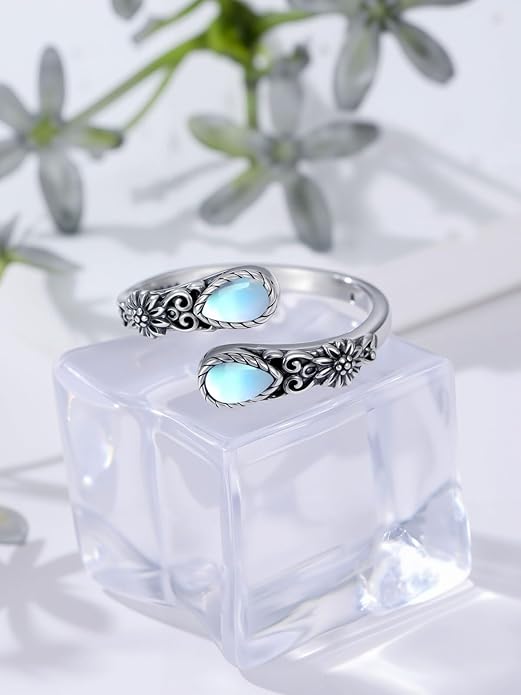 Dorunmo Spoon Ring 925 Sterling Silver Vintage Antique Spoon Rings Adjustable Size 8 Thumb Rings Western Jewelry Gifts for Women
