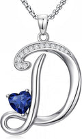Valentines Day Gifts for Women Alphabet A to Z Initial Birthstone Pendant Necklaces for Women - 18k White Gold Plated Personalized Name Jewelry Valentine Mothers Day Birthday Gifts for Women Her Girlfriend