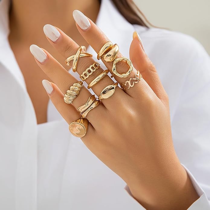 Sora Tuki Rings for Women Chunky Rings Set Adjustable Stackable Ring for Women Bold Thick Statement Ring Trendy Chunky Jewelry