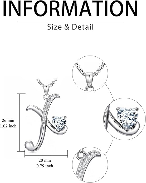 Valentines Day Gifts for Women Alphabet A to Z Initial Birthstone Pendant Necklaces for Women - 18k White Gold Plated Personalized Name Jewelry Valentine Mothers Day Birthday Gifts for Women Her Girlfriend