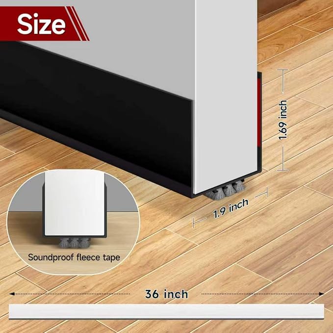 2 Pack Weather Stripping Door Seal, 36” Length Cuttable Door Draft Stopper - Image 7