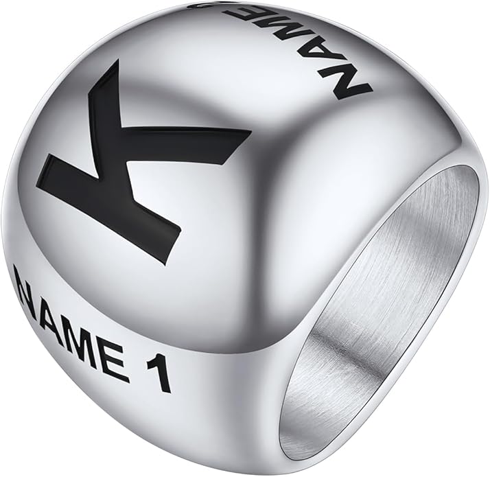 GOLDCHIC JEWELRY Chunky Dome Ring for Women, Stainless Steel Bold Stacking Croissant Statement Ring For Men (Size 7-12, Custom)