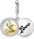 JIAYIQI Mother Sister Daughter Wife Charms Fit Charms Bracelet Necklace with Double Heart Love Charms 925 Sterling Silver Beads for Women Jewelry