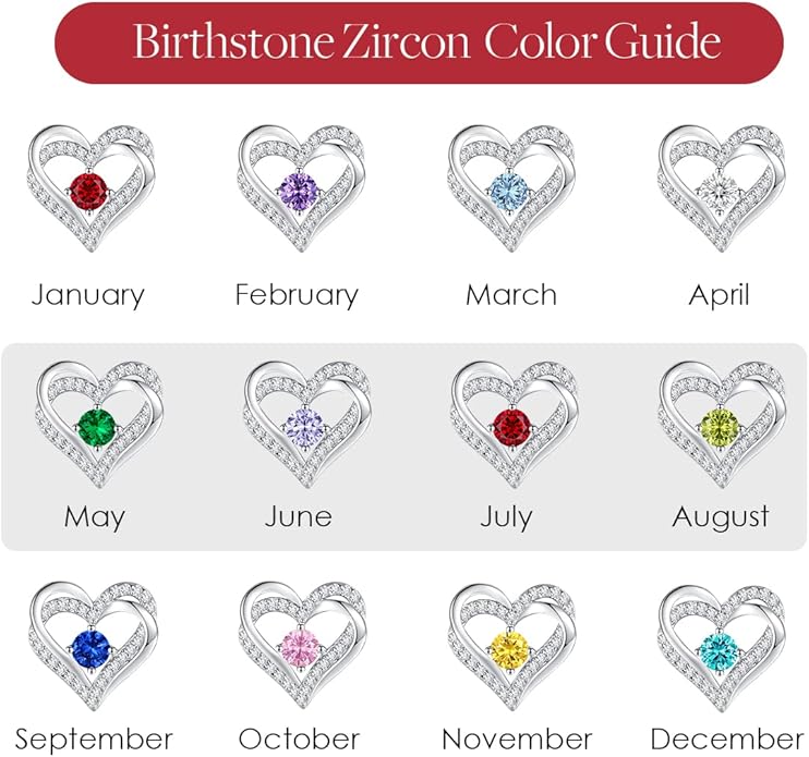 CDE Forever Love Heart Stud Earrings for Women, 925 Sterling Silver Birthstone Heart Stud Earrings Christmas Day Mother's Day Gift Anniversary Birthday Jewelry Gifts for Women Wife Her