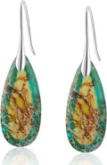 Natural Healing Stone Fishhoop Dangle Drop Earrings Statement Gold silver earrings