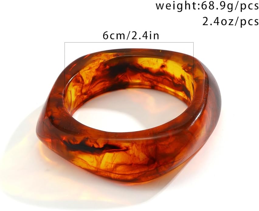 ALEXTINA 3Pcs Acrylic Resin Bangles for Women, Wide Resin Bracelets Chunky Cuff Bracelets Set Stackable Bracelets, Summer Vacation Jewelry Gift for Women