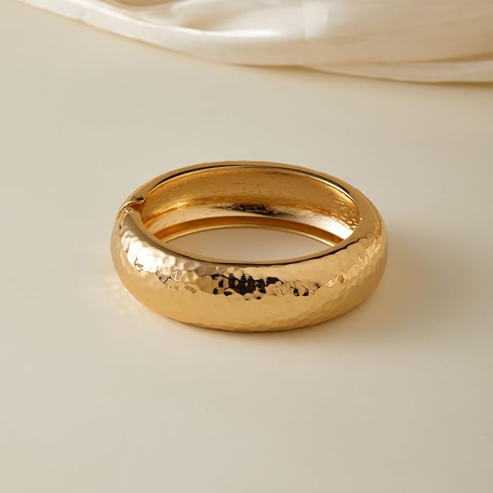 Chunky Gold Bangles Bracelet for Women Trendy Statement Bracelet Dainty Charm Gold Valentine's Day Gift Jewelry for Her