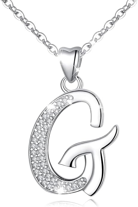 AEONSLOVE 925 Sterling Silver Initial Necklaces for Women, 26 Letters Pendants Necklace Gift for Mother, Daughter, Wife, 18 Inch Chain