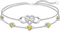 Dorunmo 925 Sterling Silver Infinity Heart Birthstone Anklet Bracelets for Women Best Mother's Day Birthday Jewelry for Wife Girlfriend Mom Her