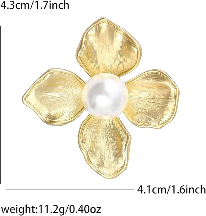 Gold Flower Brooch,Flower Brooch Pins for Women Wedding Bridal Bouquet Party Daily Accessory Elegant Brooches Cloth Accessories for Woman