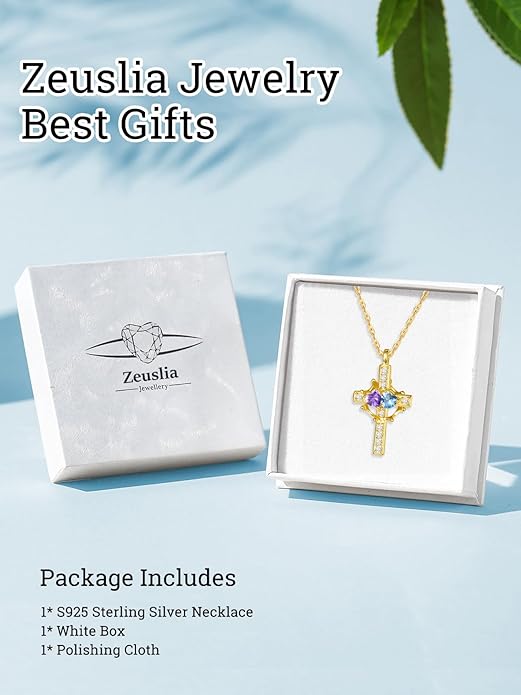 Valentine's Day Gifts for Wife 925 Sterling Silver Double Birthstone Pendant Necklaces I Love You for Always and Forever Necklace Anniversary Birthday Gifts for Wife Girlfriend Mom Her