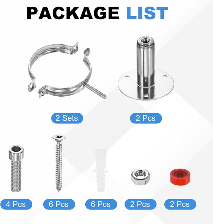 HARFINGTON 2 Set Wall Mount Ceiling Mount Pipe Supports 304 Stainless Steel - Image 3