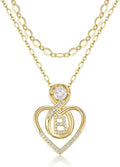 Heart Letter Necklaces for Women 14K Gold Plated Cubic Zirconia Heart Initial Layered Necklace Infinity Pendant Necklace Letter Initial Jewelry for Women