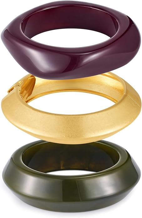 Chunky Resin Bracelet for Women Vintage Tortoiseshell Resin Bangle Bracelets Set Wide Acetate Wristband Acrylic Bracelet Statement Jewelry
