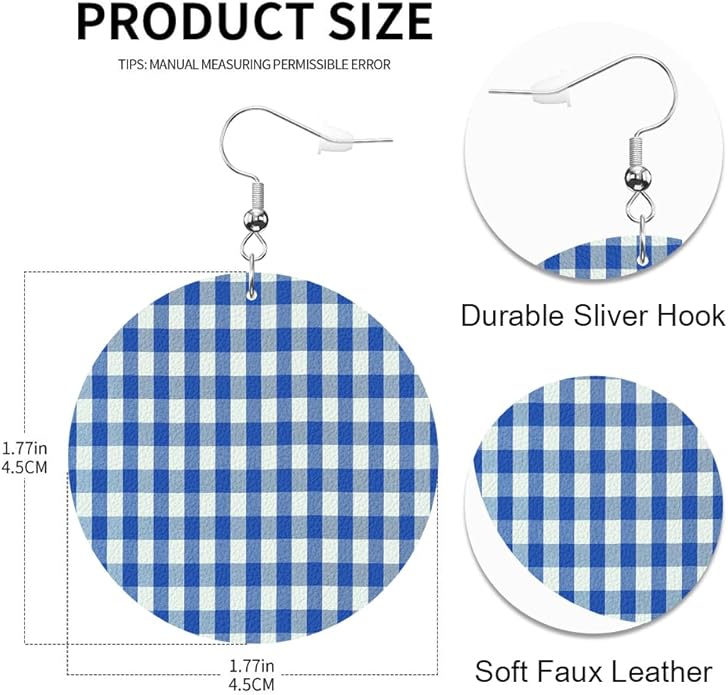 Swono Dinosaurs Round Faux Leather Earrings for Women Adorable Funny Cartoon Dragon Animal Tree Funny Lightweight Double-Side Printed Drop Dangle Earring for Birthday Party Gift