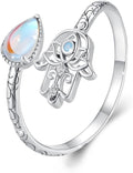 WOSTU Animal Open Adjustable Ring Playful Cat Dachshund Snake Koi Fish Hummingbird Bat Heart Feather Stacking Ring for Women, Sterling Silver Plated Pet Memorial Jewelry Gift for Cat Lovers