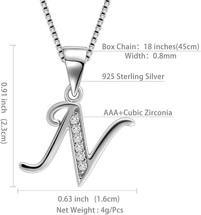 Aurora Tears Letter Necklace Initial 925 Sterling Silver Alphabet Pendant Crystal Name Gift Women Cubic Zirconia Jewelry