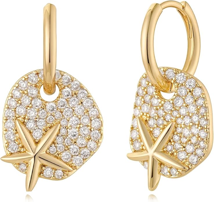 MYEARS Women Earrings Gold Huggie Hoop Dangle Drop 14K Gold Plated Small Simple Hypoallergenic Everyday Jewelry