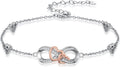 Infinity Love Heart/Claddagh Bracelet for Women 925 Sterling Silver Charm Link Bracelet Adjustable Valentine’s Day Jewelry Gift for Her