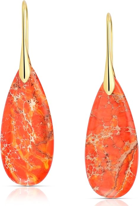 Bohemian Chic Emperor Stone Dangle Earrings for Women - Healing Crystal Drop Earrings with Gold-Plated Fishhooks, Artistic Free-Spirited Gift for Valentine‘s Day or Everyday Wear