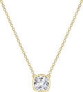 MISS MIMI Solitaire Cubic Zirconia Necklace for Women, 1–3 CT Round,Heart,Princess Cut CZ Options, Bezel or Prong Set in 925 Sterling Silver, Adjustable 16–20" Minimalist Everyday Jewelry