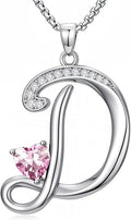 Valentines Day Gifts for Women Alphabet A to Z Initial Birthstone Pendant Necklaces for Women - 18k White Gold Plated Personalized Name Jewelry Valentine Mothers Day Birthday Gifts for Women Her Girlfriend