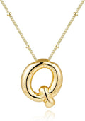 Inerney Valentines Day Gifts Gold Bubble Letter Necklace Initial Necklaces for Women, Chunky 14K Plated Balloon Initials, Trendy Charm Non Tarnish Custom Name Pendant Jewelry Gifts for Mom