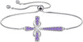 YL Cross Bracelet 925 Sterling Silver Infinity Sideways Link Bracelet Birthstone Jewelry for Women