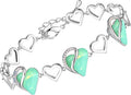 Leafael Infinity Love Heart Link Bracelets, Birthstone or Healing Stone Crystal Bracelet for Women, Silver Tone Jewelry Gifts for Her, 7-inch Chain and 2-inch Extender