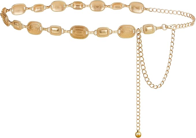 FIORETTO Metal Waist Chain Link Belt for Women Western Cowgirl Boho Turquoise Belts for Dress Jeans Country Concert Outfit