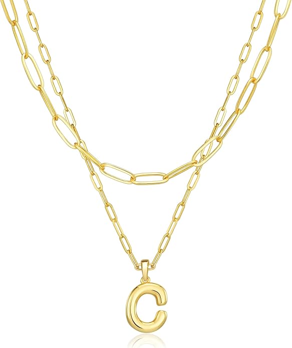 adoyi Valentines Day Gifts for Women Hers Dainty 14K Gold Plated Heart Initial Necklaces Layered Letter A-Z Pendant Necklace Stack Trendy Jewelry Birthday Valentines Day Gifts for Women Jewelry