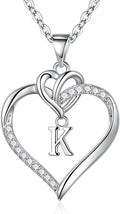 STORUP Valentines Gifts for Her Teen Girls - Heart Initial Necklaces for Women Girls, 14K-Gold-Plated CZ Initial A-Z Heart Necklaces for Teen Girl Jewelry Valentines Gifts for Women Mom Wife Sister